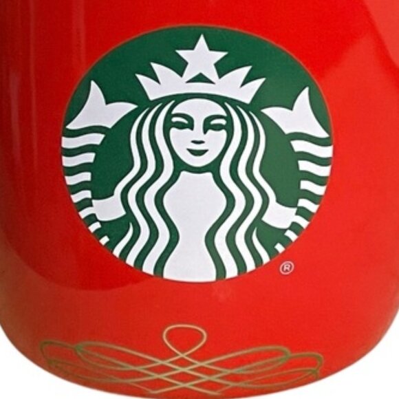 STARBUCKS 2020 ceramic holiday SOUPER mug red gold trim soup cocoa coffee 18 oz - Picture 12 of 12